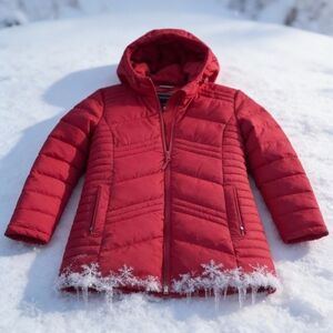 Tommy Hilfiger Women's Vibrant Red Hooded Puffer Coat